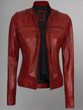 Womens Real Leather Quilted Jacket