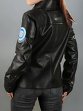 Womens TOP Aviator Pilot Flight Patches Kelly McGillis Leather Bomber Jacket