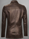 Womens Two Button Black Leather Blazer Jacket