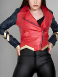 Womens Warrior Red Leather Jacket