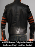 X-MEN Brown Origins Wolverine Jackman Hugh Leather Jacket