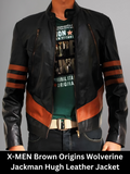 X-MEN Brown Origins Wolverine Jackman Hugh Leather Jacket