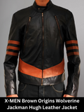 X-MEN Brown Origins Wolverine Jackman Hugh Leather Jacket