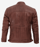 Distressed Brown Motorcycle Leather Jacket Jackets Empire