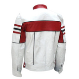 Mens White Biker Nappa Leather Jacket Jackets Empire