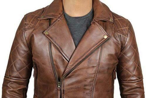 Men's Genuine Lambskin Leather Vintage Motorcycle Jacket Jackets Empire