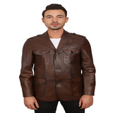 Jaxon Brown Men’s Safari Leather Jacket Jackets Empire
