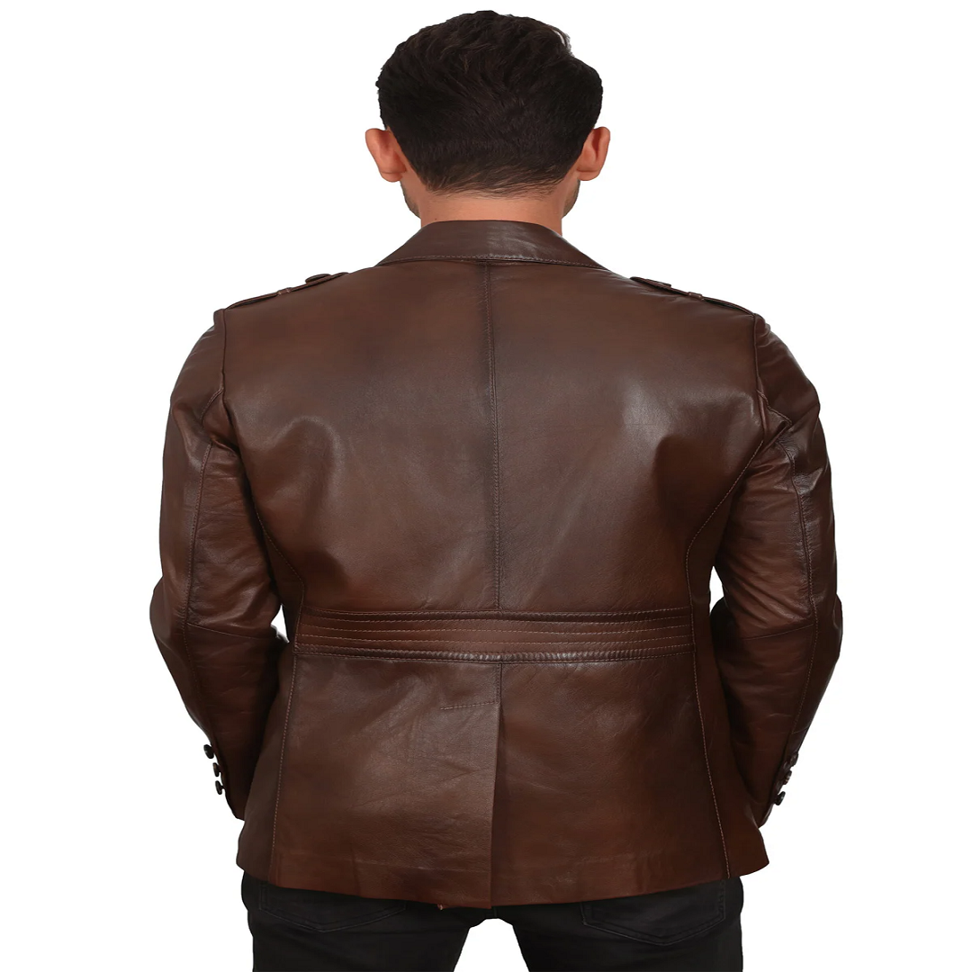 Jaxon Brown Men’s Safari Leather Jacket Jackets Empire