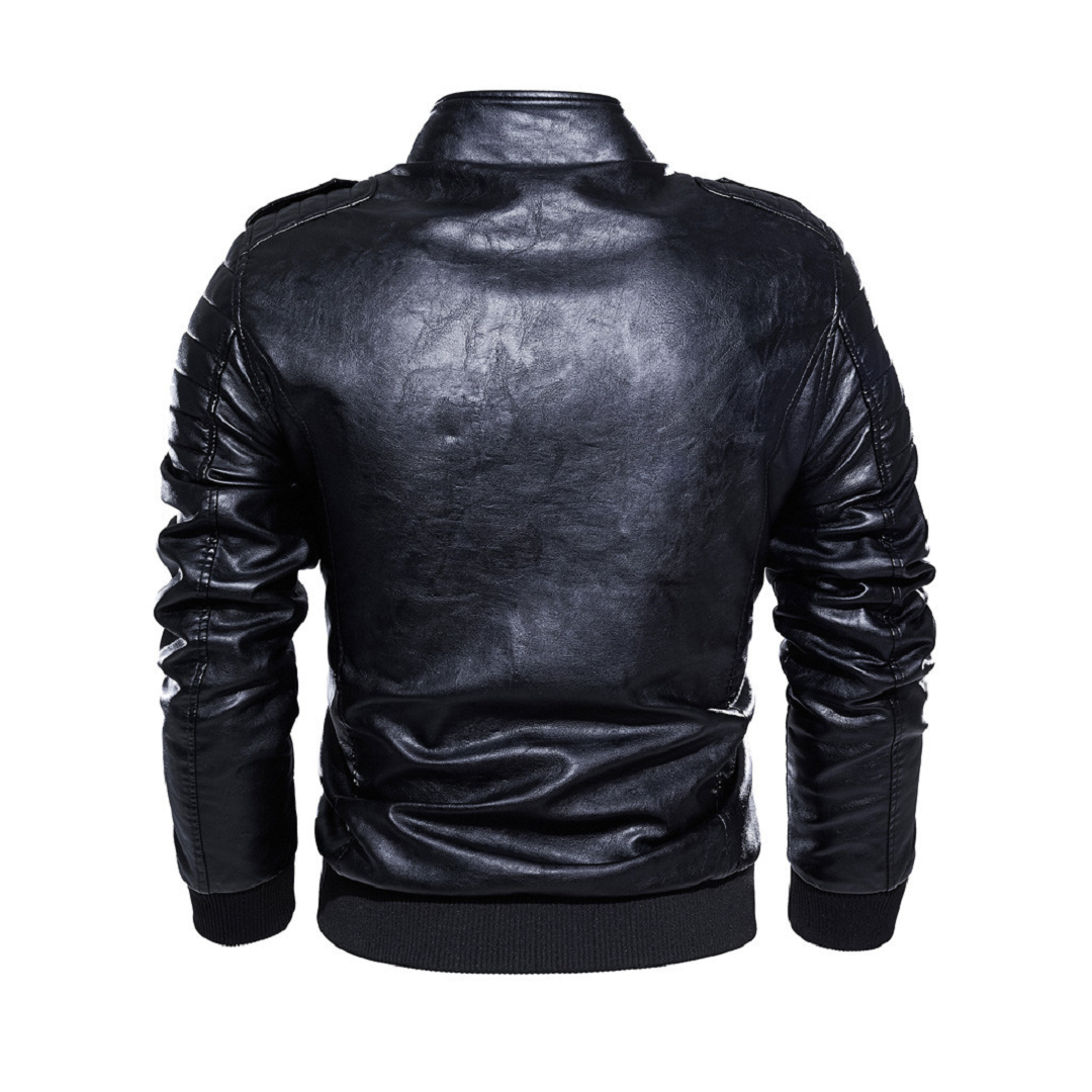 Men Real Leather Jackets Vintage Stand Collar Jackets Empire
