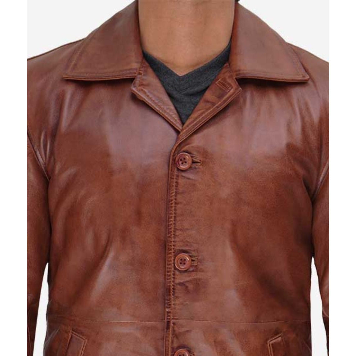Natural Mens 3 4 Length Leather Coat Tan Jackets Empire
