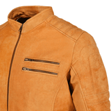 Mens Biker Distressed Suede Camel Leather Jacket Jackets Empire