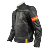 MOTORCYCLE LEATHER JACKET WITH PROTECTION.ARTICLES.SPAIN FLAG Jackets Empire