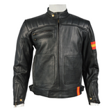 MOTORCYCLE LEATHER JACKET WITH PROTECTION.ARTICLES.SPAIN FLAG Jackets Empire