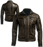 Mens Vintage Biker Leather Jacket Jackets Empire