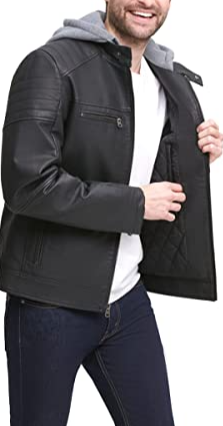 Men's Real Leather Hooded Racer Jacket Jackets Empire