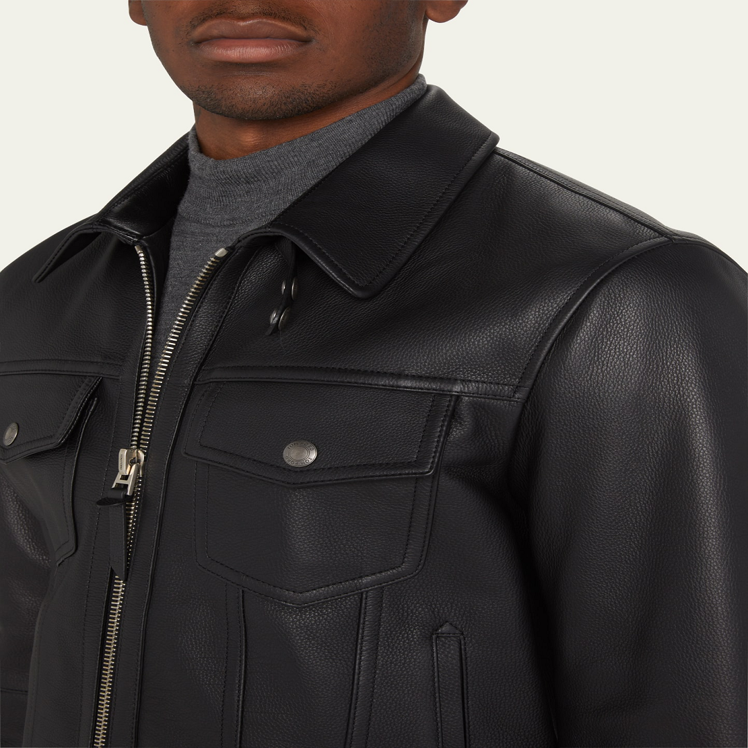 Men's Western Zip Leather Jacket Jackets Empire