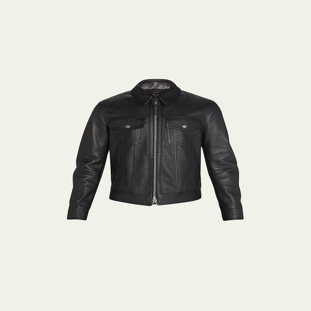 Men's Western Zip Leather Jacket Jackets Empire