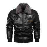 Black Wool Fur Collar Embroidery Genuine Leather Bomber Jacket Jackets Empire