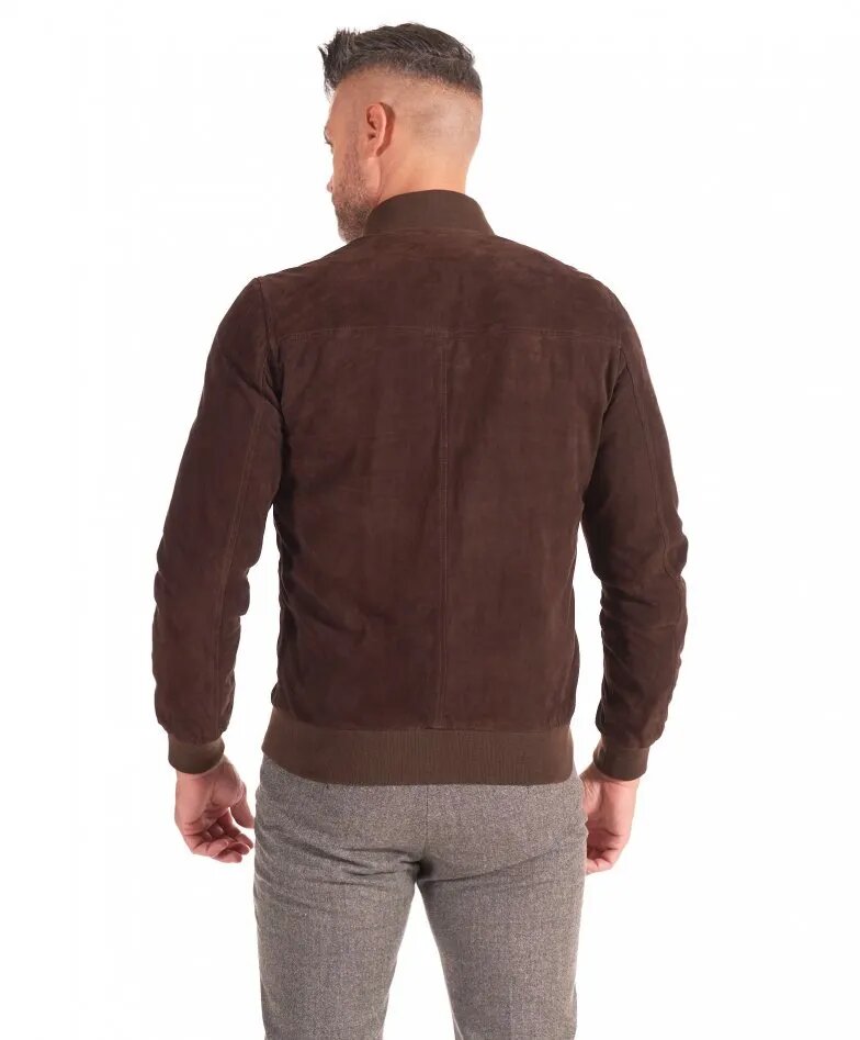 Dark brown suede leather bomber jacket Jackets Empire